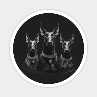 Three black dobermans Magnet